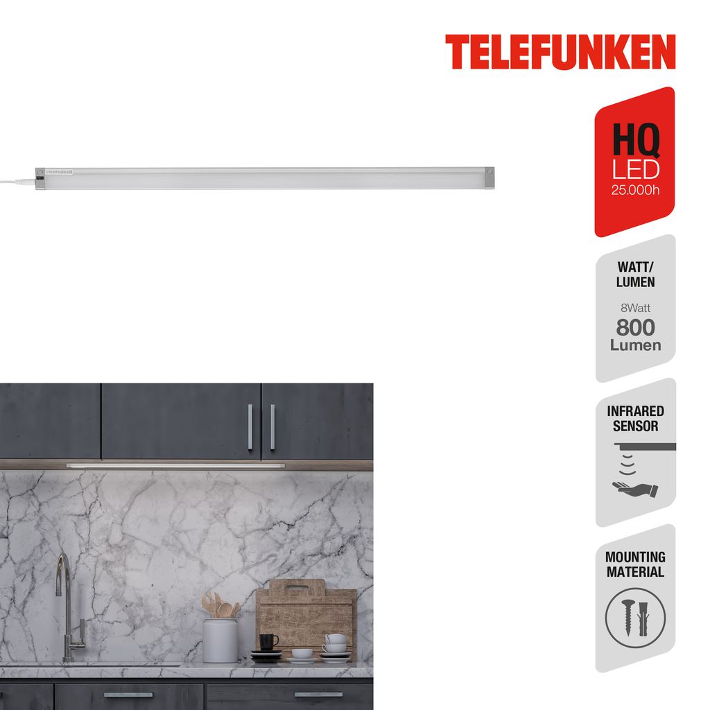 TELEFUNKEN LED Apparecchio sottopensile 57,3 cm 1x 8W 800lm argento